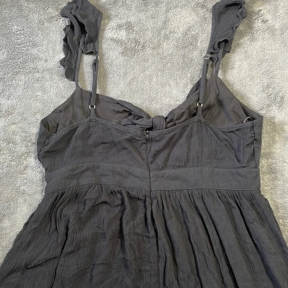 Forever 21 Medium Mini Dress Womens Black Ruffle Strap Tie Front‎ Sundress